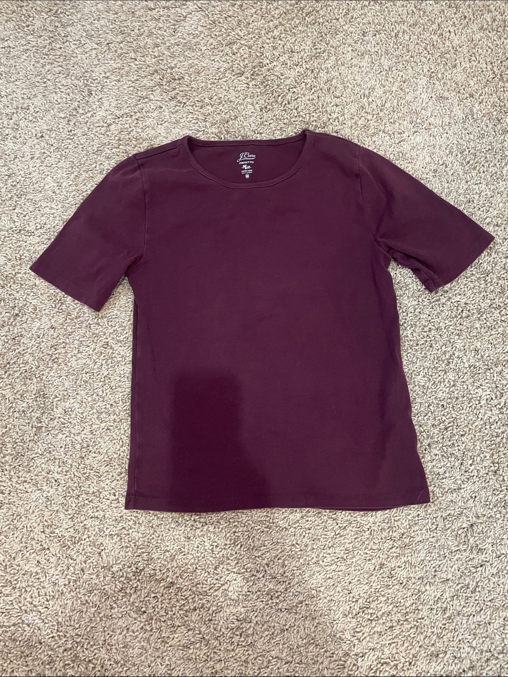 J. Crew Short Sleeve Crewneck Top - Deep Plum
